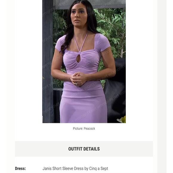 Cinq A Sept NEW Janis Square Neck Tie Front Short Sleeve Midi Dress Purple 4 - Picture 2 of 11